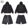 SAINT Washed Animal Graphic Zip Hoodie & Shorts Set ¡ª hero
