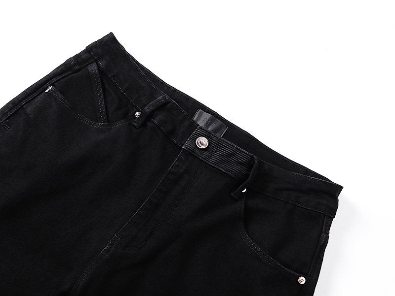 R+A Play/Pause Embroidered Black Jeans ¡ª detail