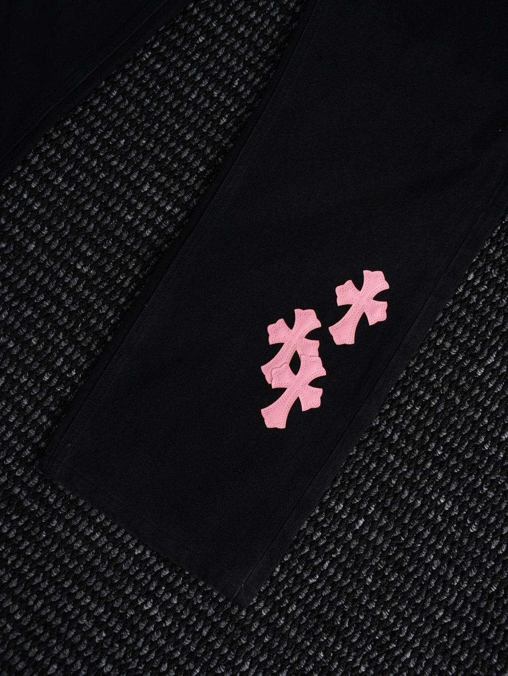 Chrome Hearts Pink Cross Patch Black Jeans ¡ª detail